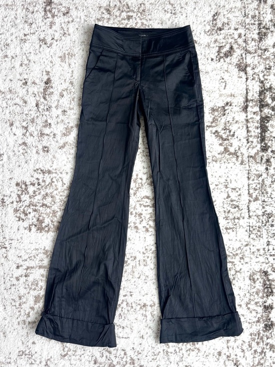 bebe Pants - Vintage Y2K Bebe Low-rise Flare Satin Bell Bottom Black Trouser Pants